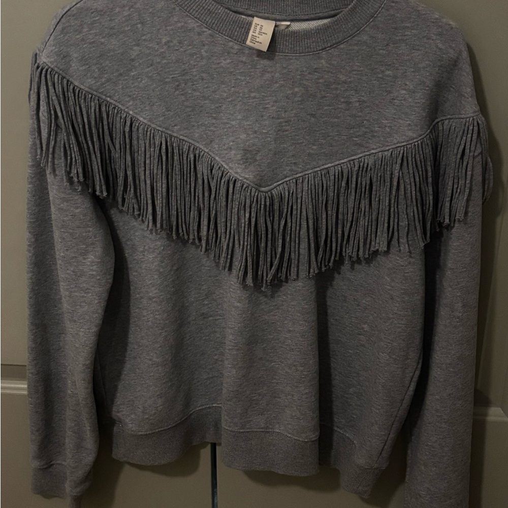 Gray Fringe Sweatshirt